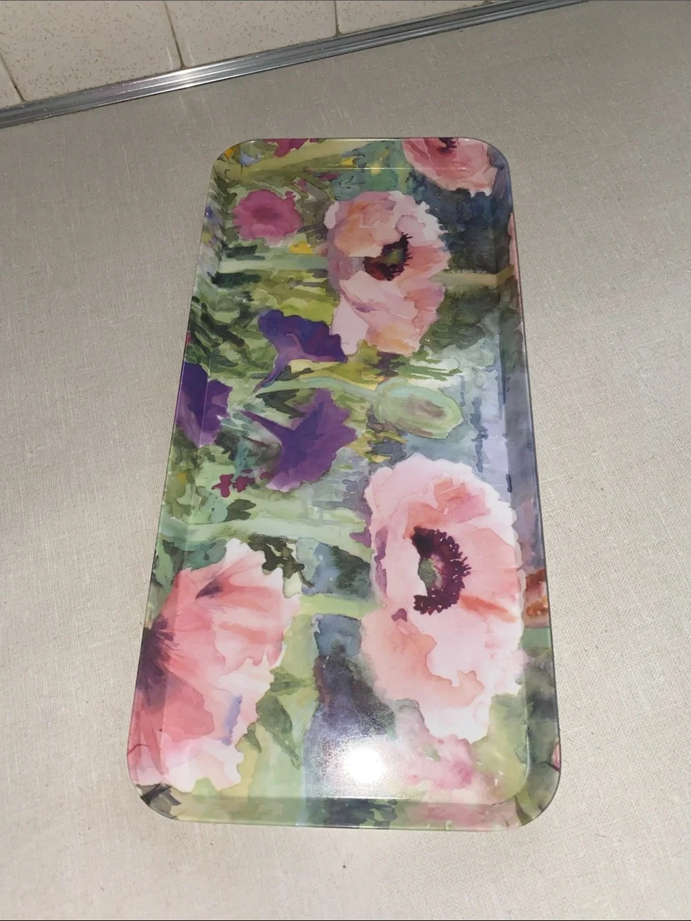 Made in Italy trinket vanity serving Tray Melamine Floral Multi Colored Vintage